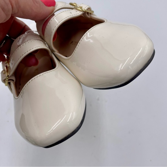 NEW J. Crew Crewcuts Ivory Patent Girls Double Strap Ballet Flats Size K8 - Picture 3 of 12